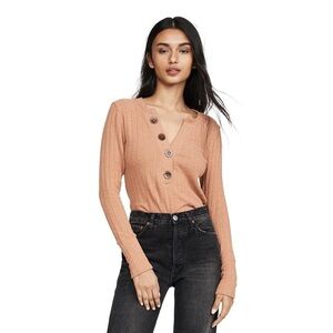 Free People Womens Oliver Henley Long Sleeve Tee medium